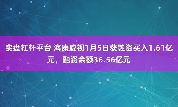 实盘杠杆平台 海康威视1月5日获融资买入1.61亿元，融资余额36.56亿元